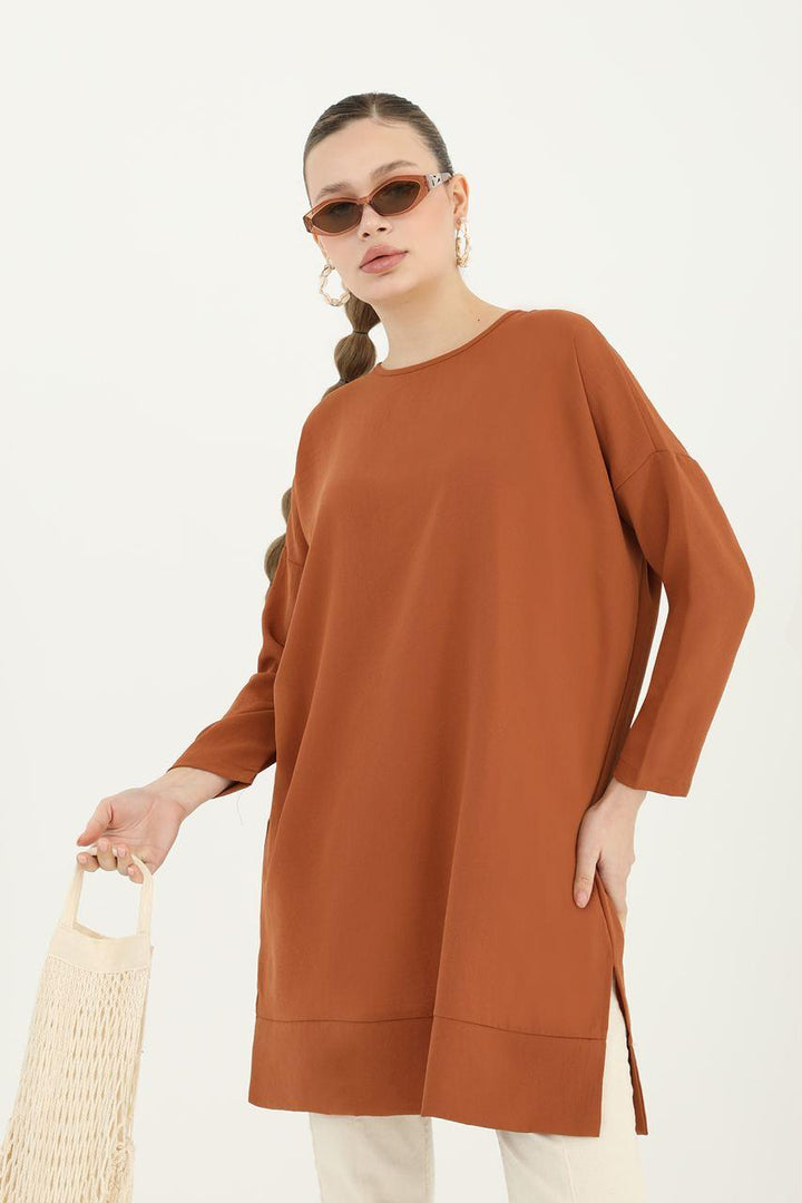 Oversize Tunic - Brown - modestanbul