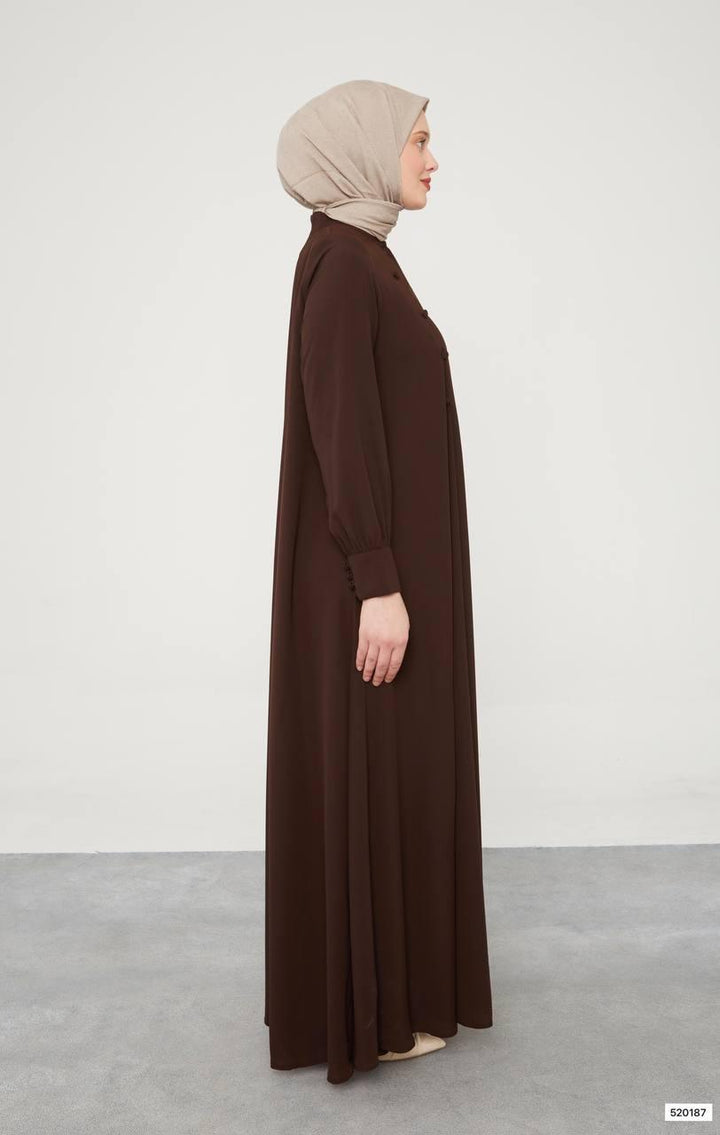 Abaya Supat Button Front - Brown - modestanbul