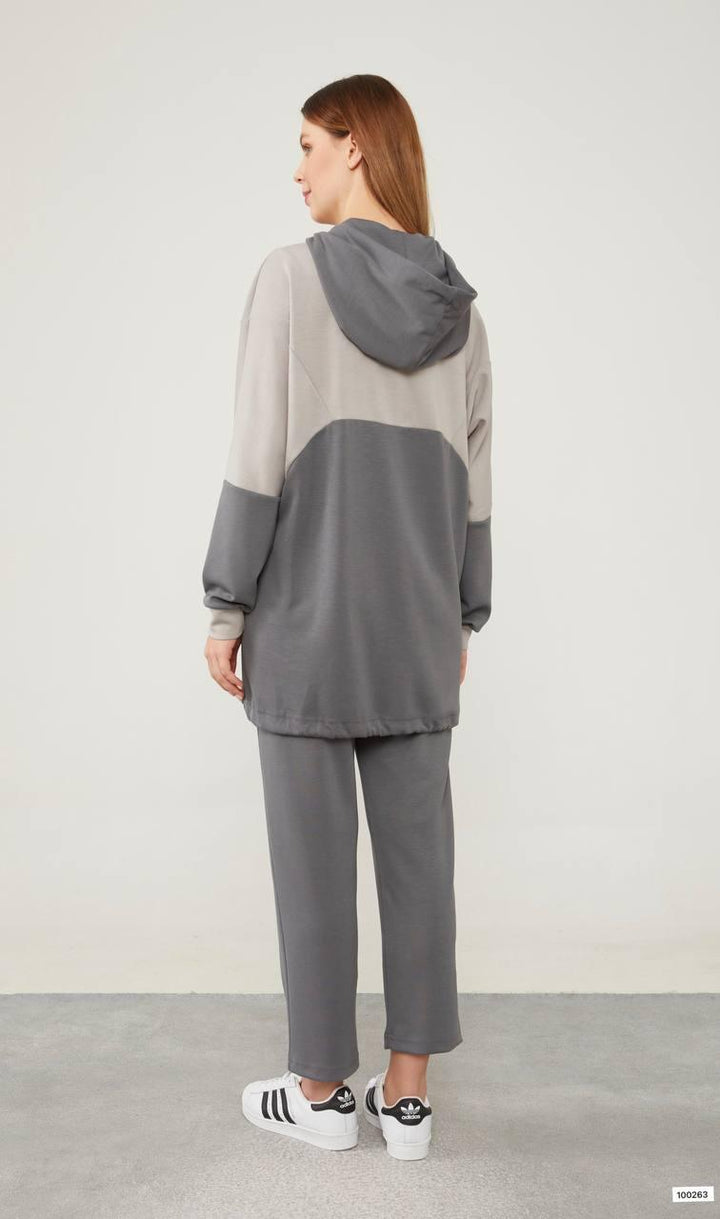 Sports Set with Ornamental Pocket - Anthracite-Gray - modestanbul