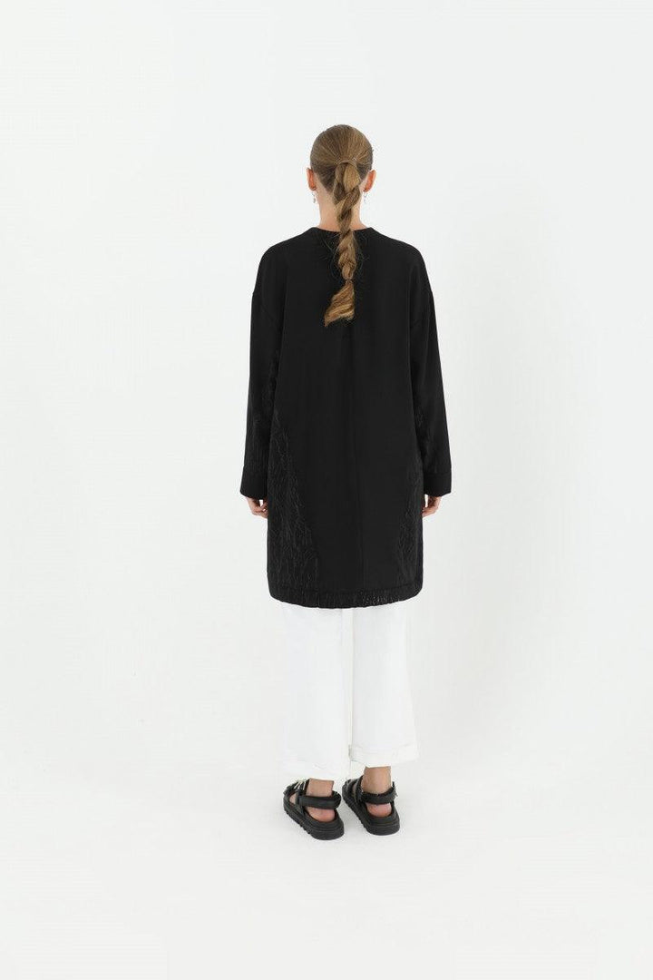 Embroidery Detailed Tunic - Black - modestanbul