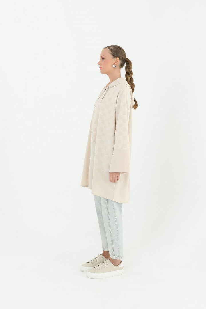 Hooded Tunic - Beige - modestanbul