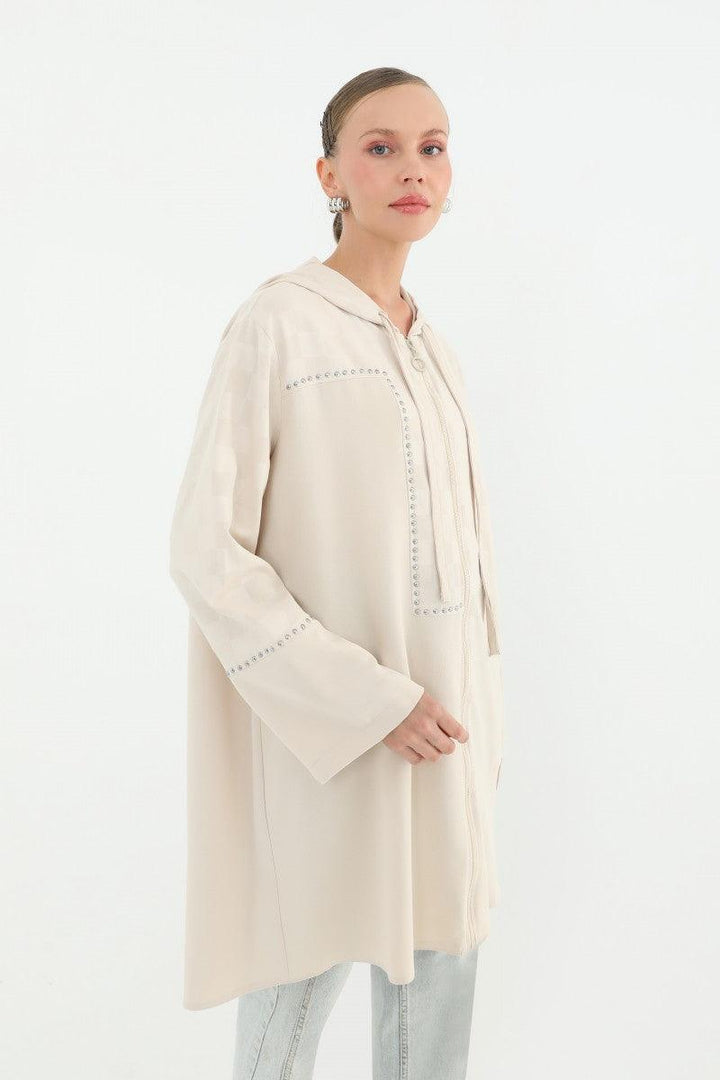 Hooded Tunic - Beige - modestanbul