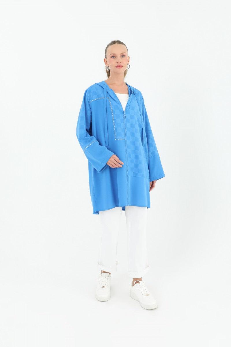 Hooded Tunic - Blue - modestanbul