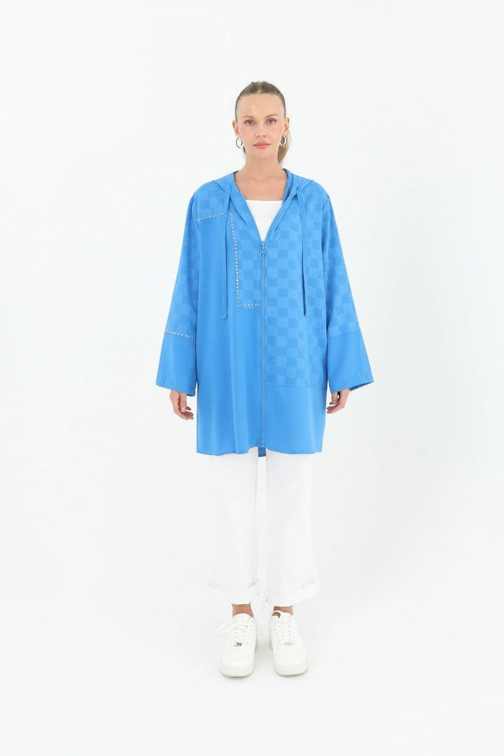 Hooded Tunic - Blue - modestanbul