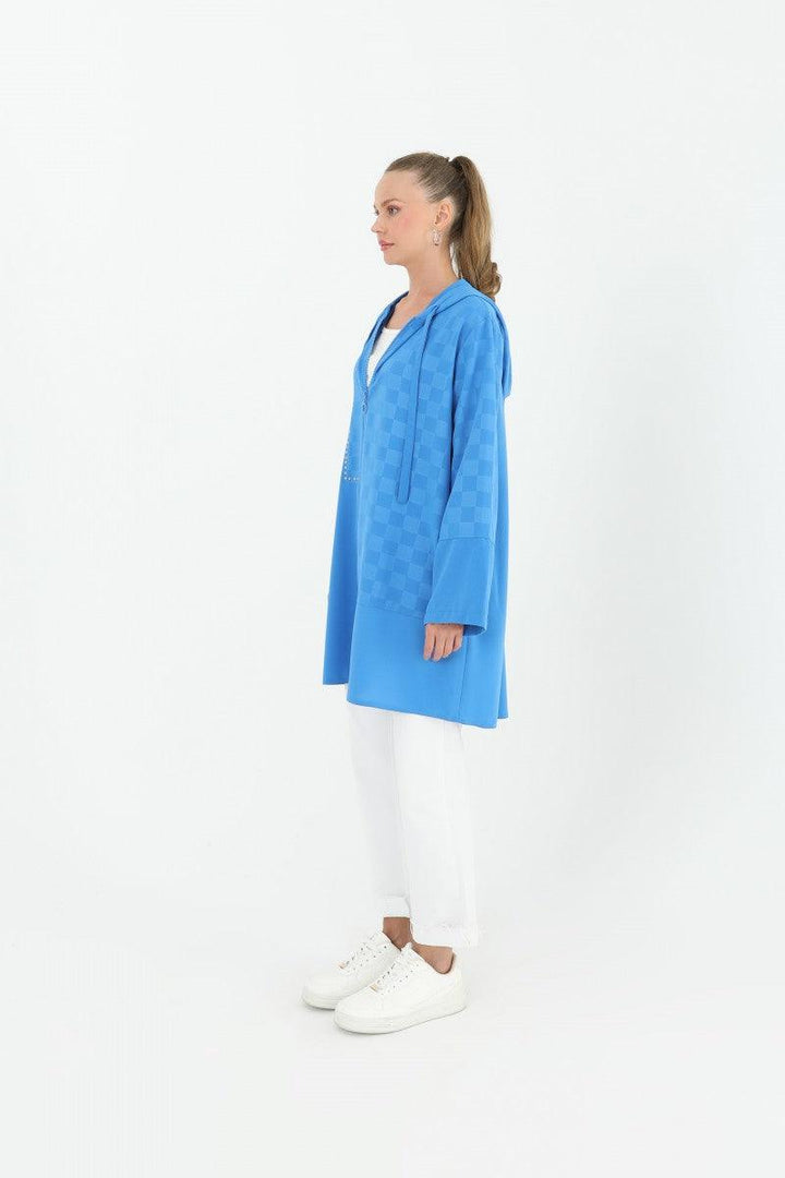 Hooded Tunic - Blue - modestanbul