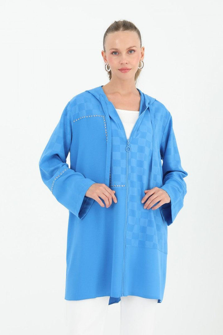 Hooded Tunic - Blue - modestanbul