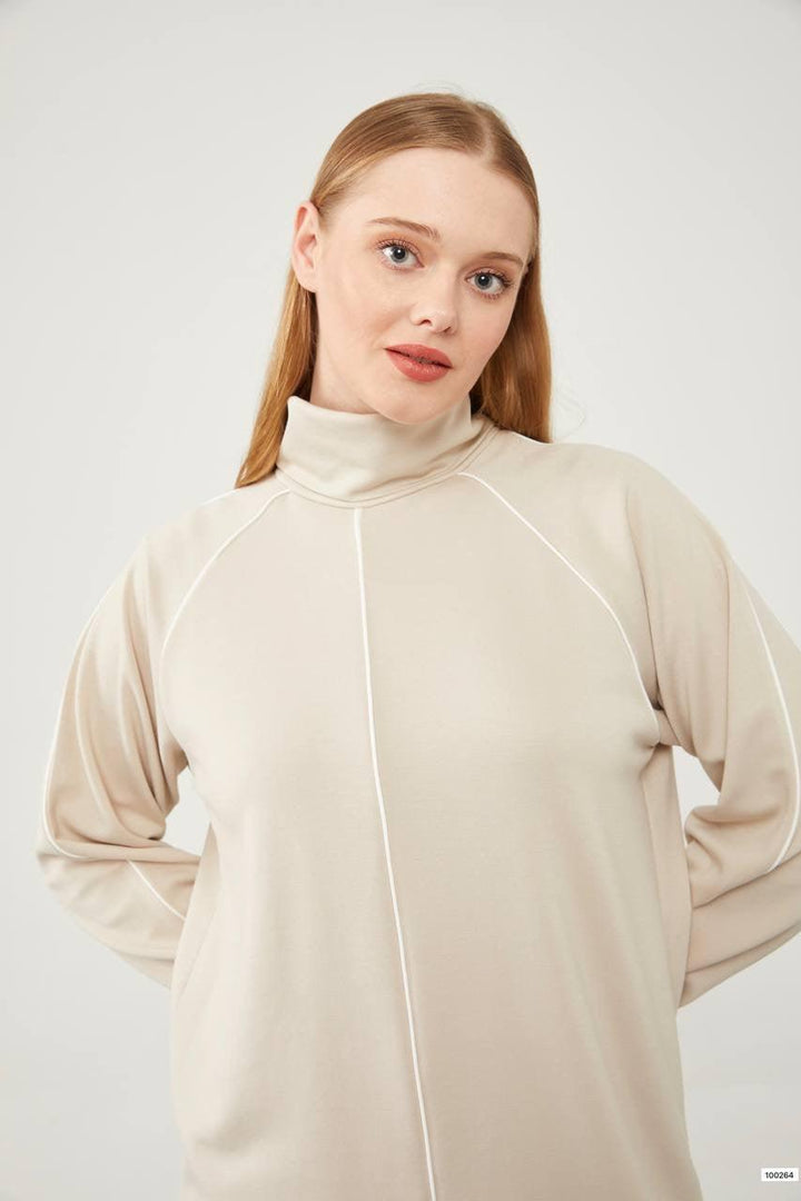 Raglan Sleeve Set - Beige - modestanbul