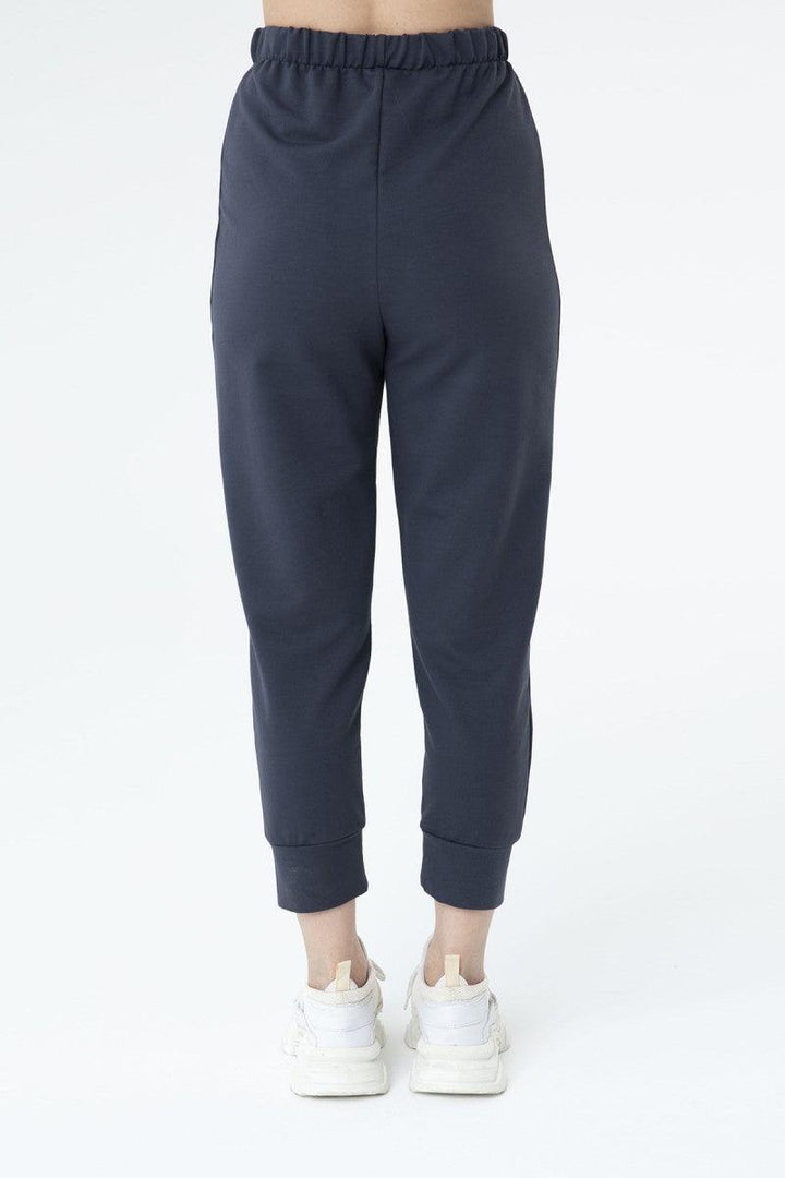 Ribbed Detailed Sweatpants - Black - modestanbul