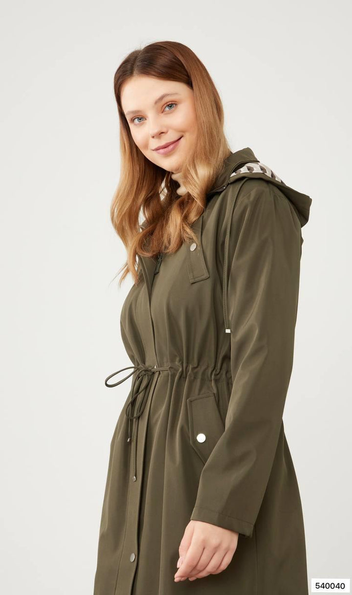 Zipped Hooded Cap - Green - modestanbul