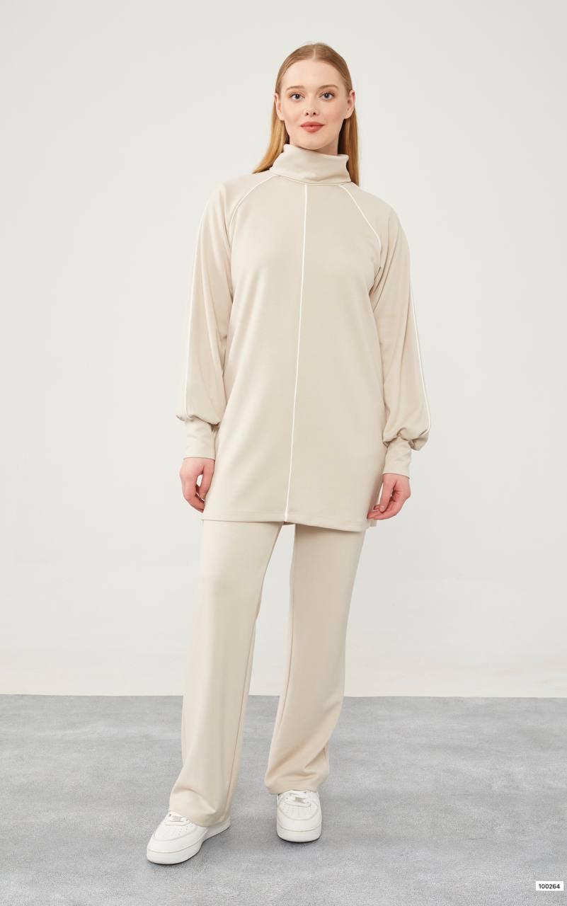 Raglan Sleeve Set - Beige - modestanbul