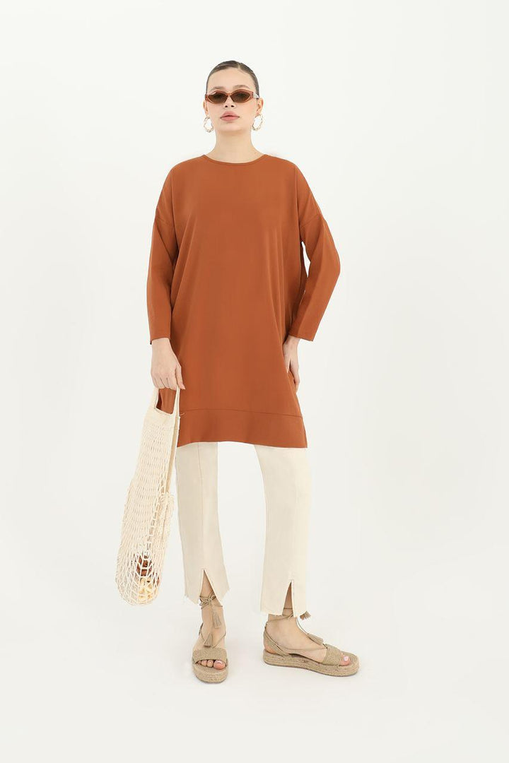 Oversize Tunic - Brown - modestanbul