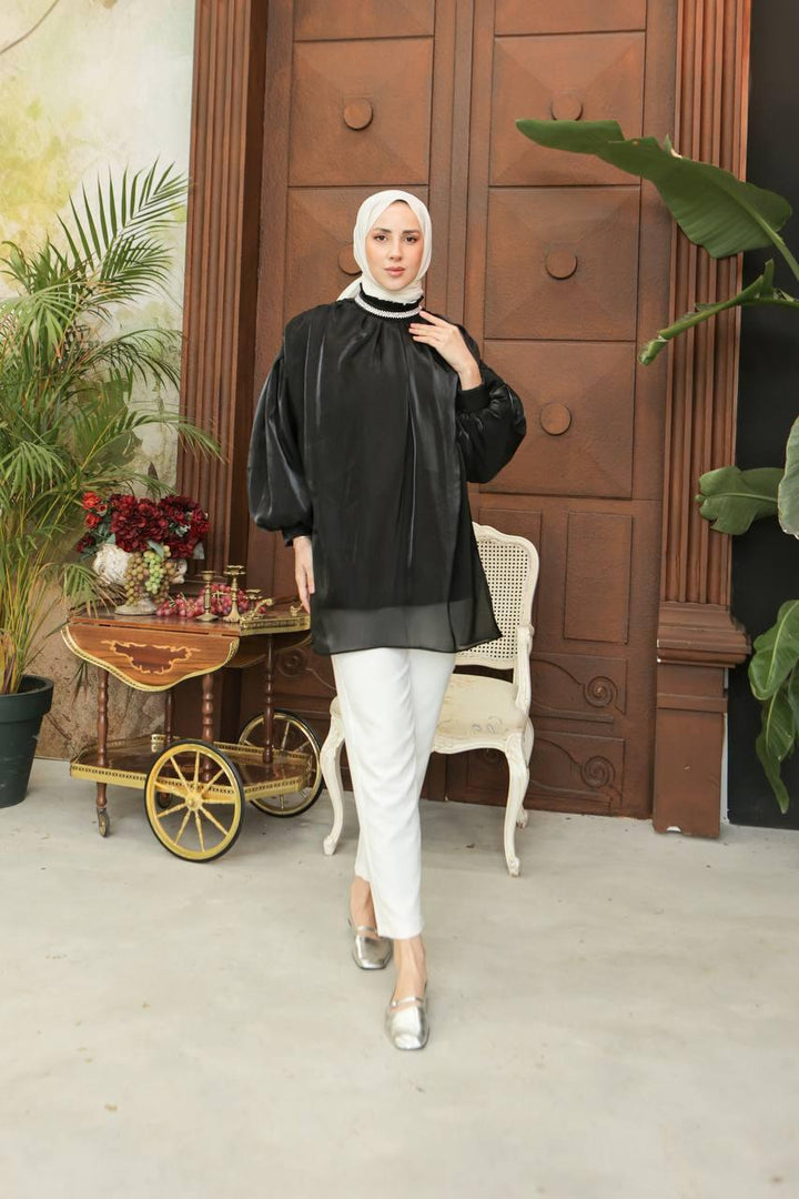 Collar Accessory Tunic - Black - modestanbul