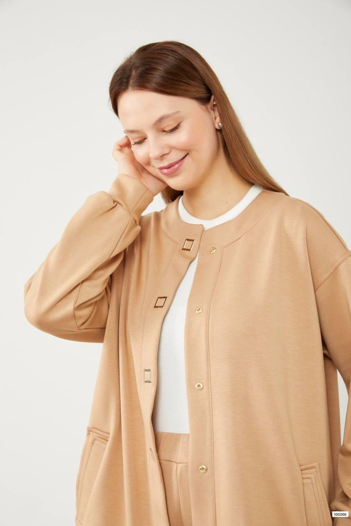 Cardigan Set - Camel - modestanbul