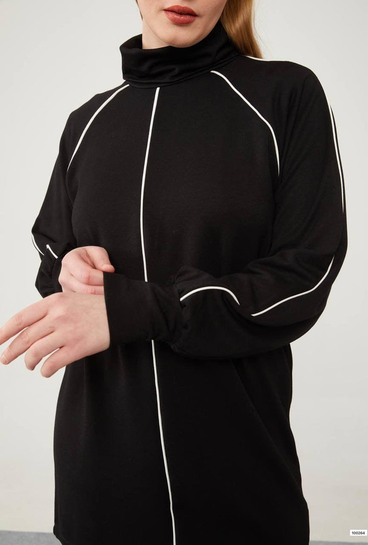 Raglan Sleeve Set - Black - modestanbul