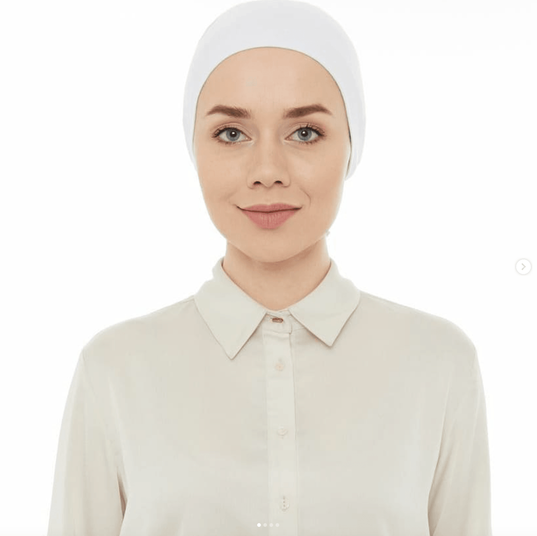 Seamless Tie-Back Bonnet- White - modestanbul