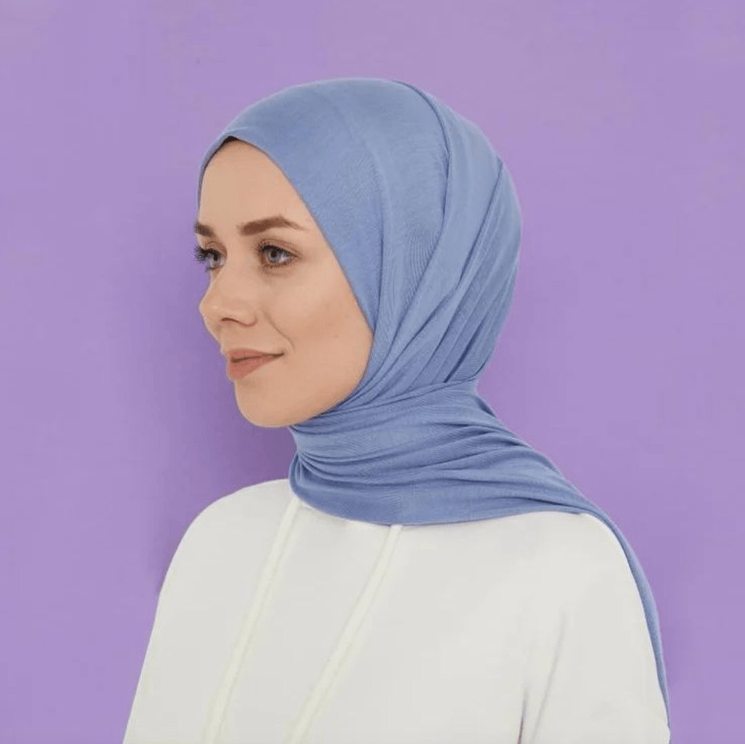 Combed Shawl - Light Blue - modestanbul