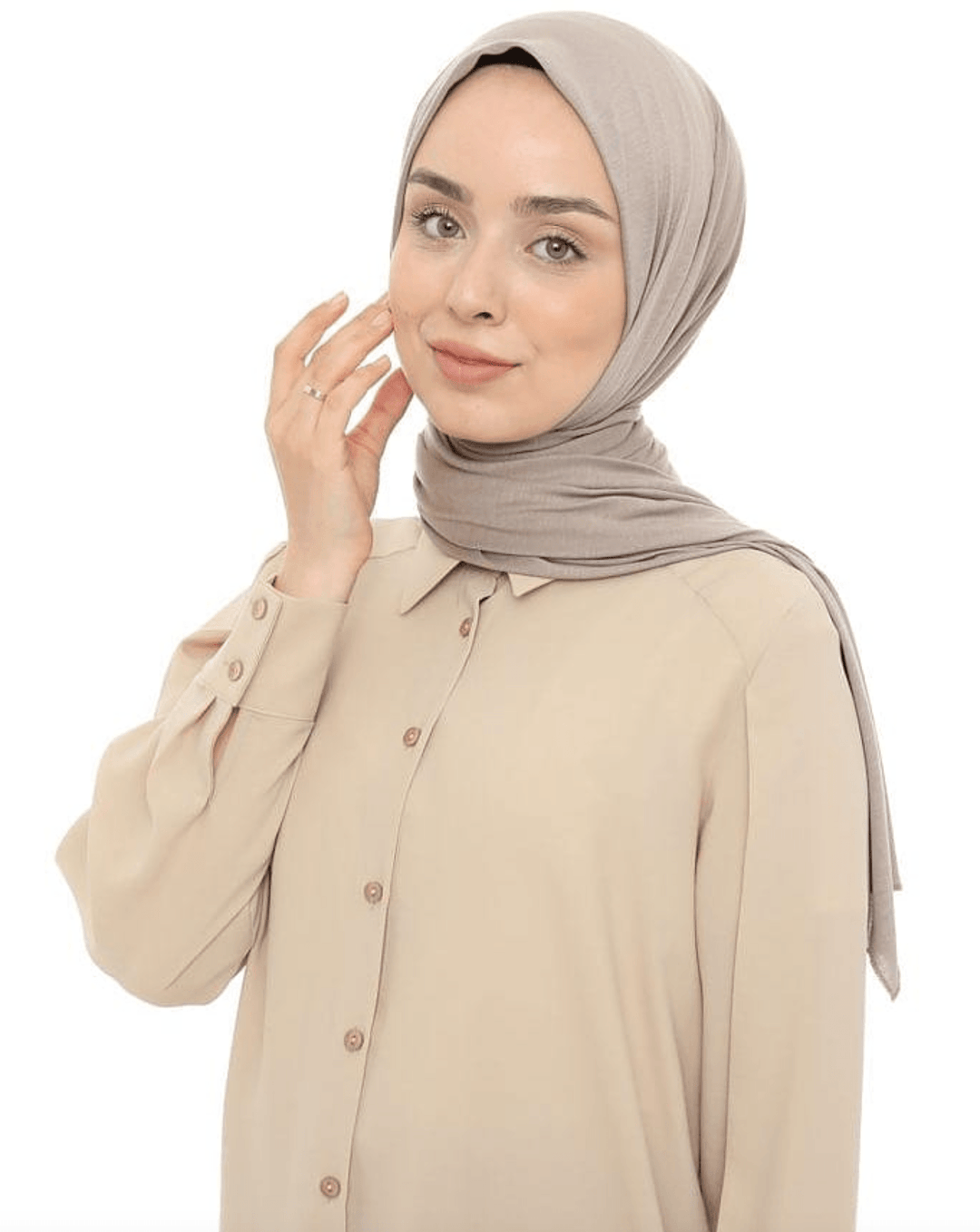 Combed Shawl - Light Beige - modestanbul