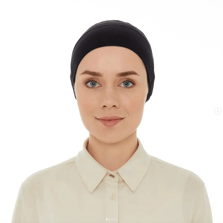 Seamless Tie-Back Bonnet- Black - modestanbul