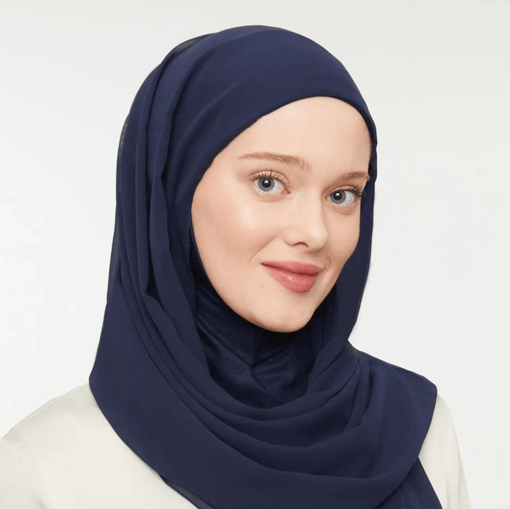 Hijab Chiffon Shawl- Navy Blue - modestanbul