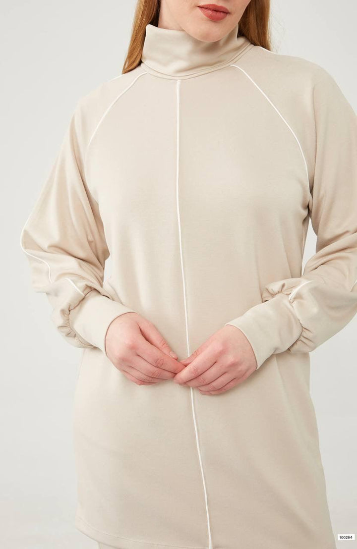 Raglan Sleeve Set - Beige - modestanbul