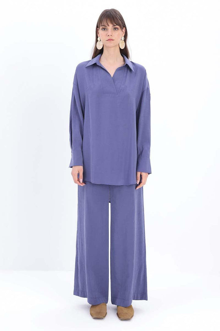 Long Modal Trouser Set - Indigo - modestanbul