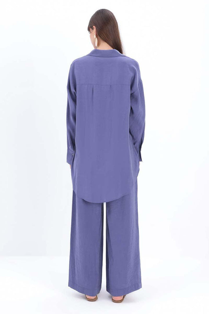 Long Modal Trouser Set - Indigo - modestanbul