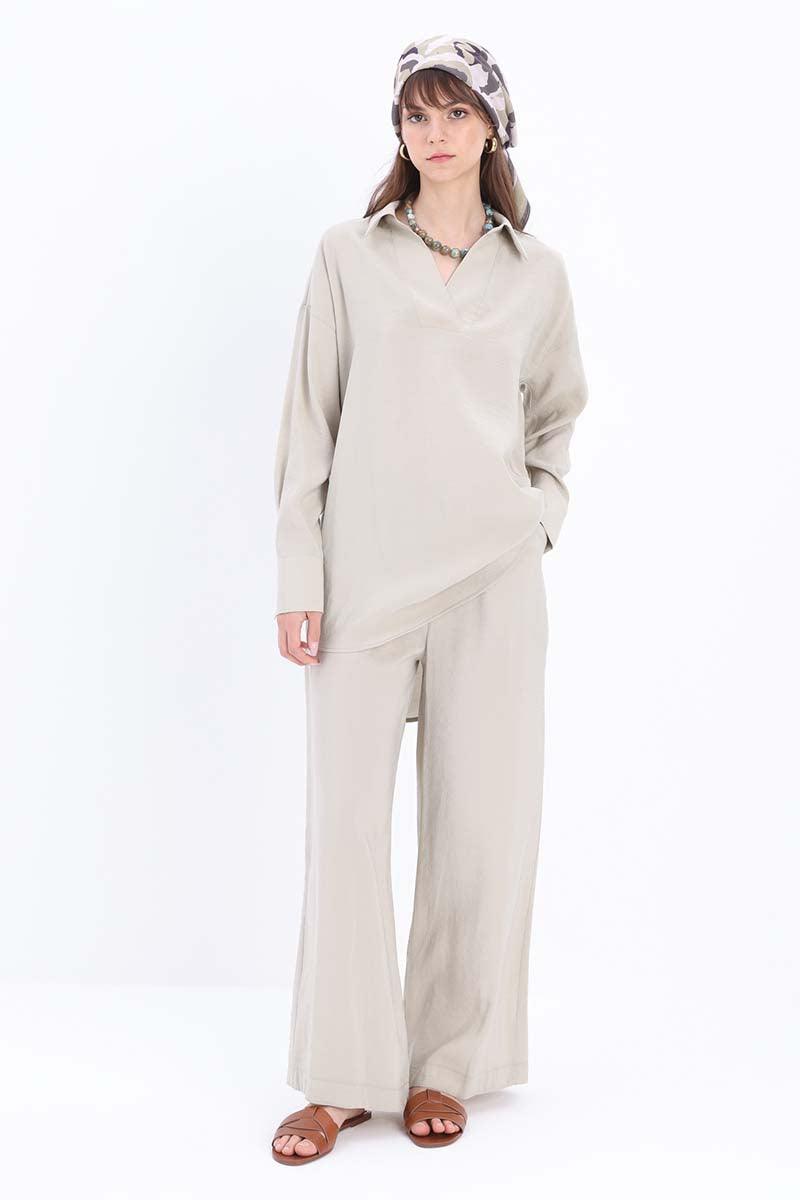 Long Modal Trouser Set - Daphne - modestanbul