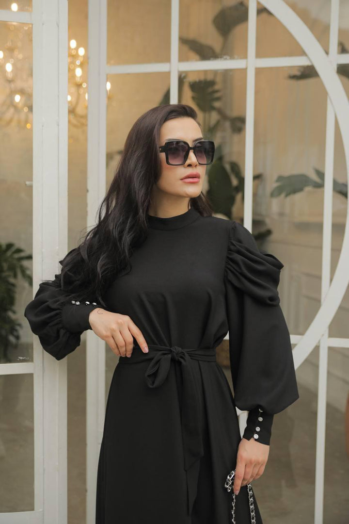 Aller Sleeve Dress - Black - modestanbul