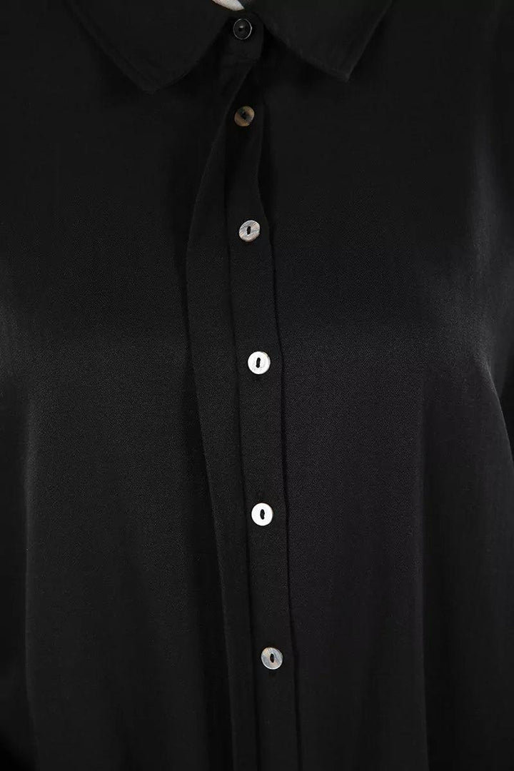 Plus Size Basic Shirt Tunic - Black - modestanbul