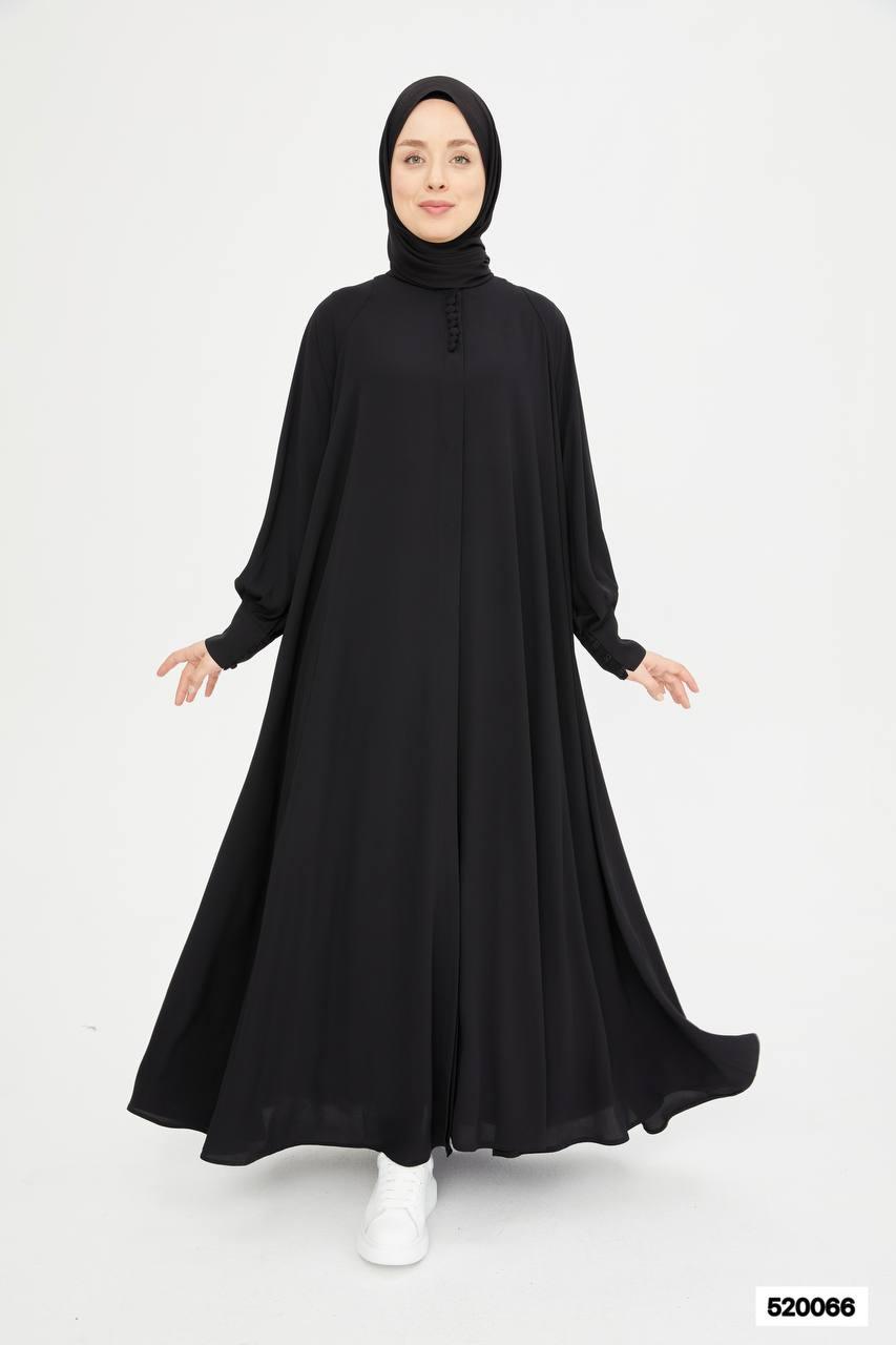 Abaya Button Front - Black - modestanbul