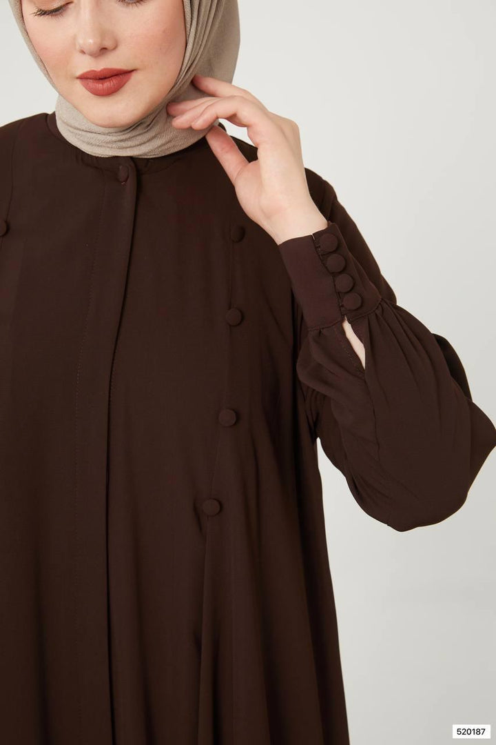 Abaya Supat Button Front - Brown - modestanbul