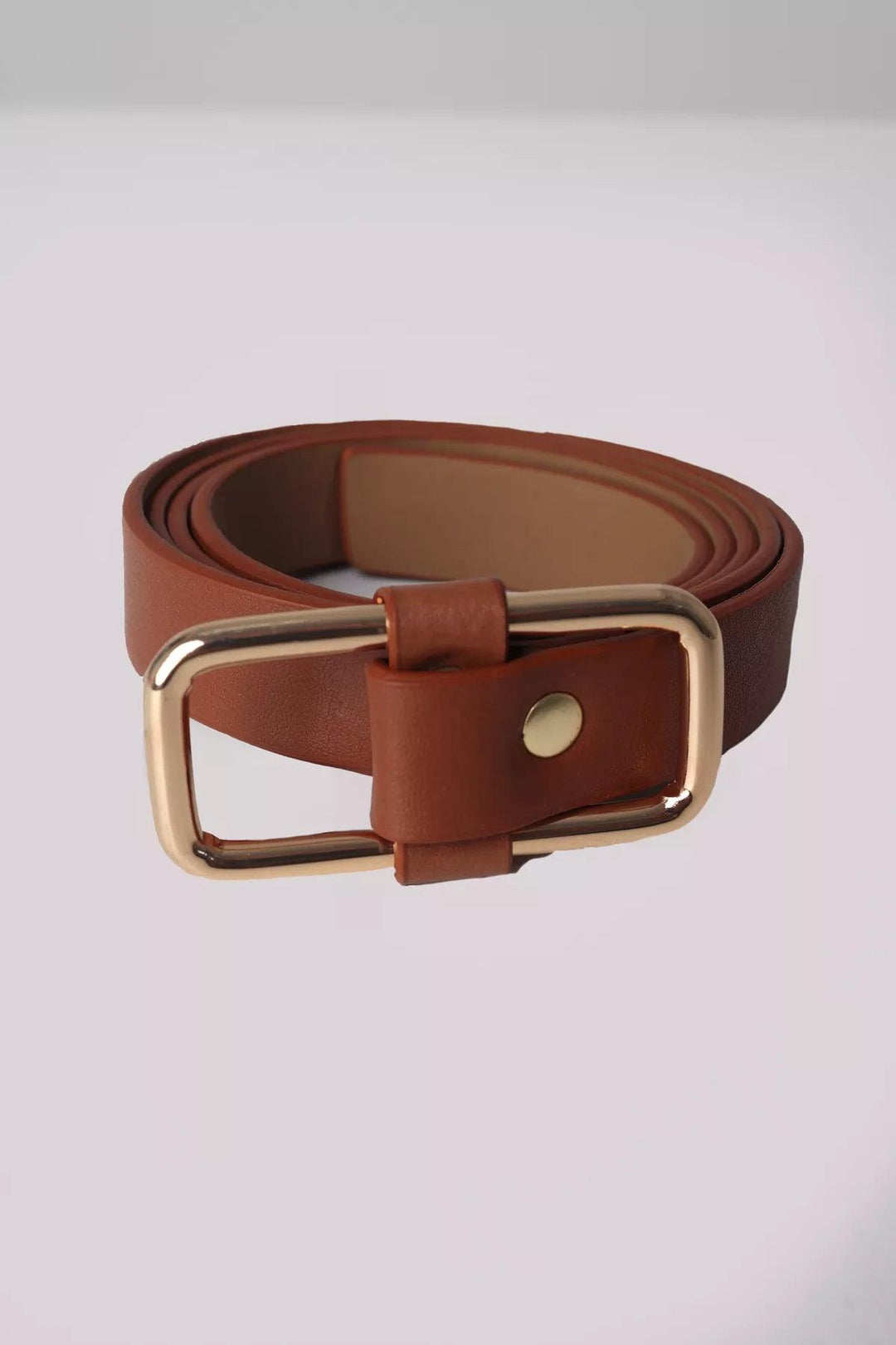 Rectangular Buckle Belt- Tan - modestanbul