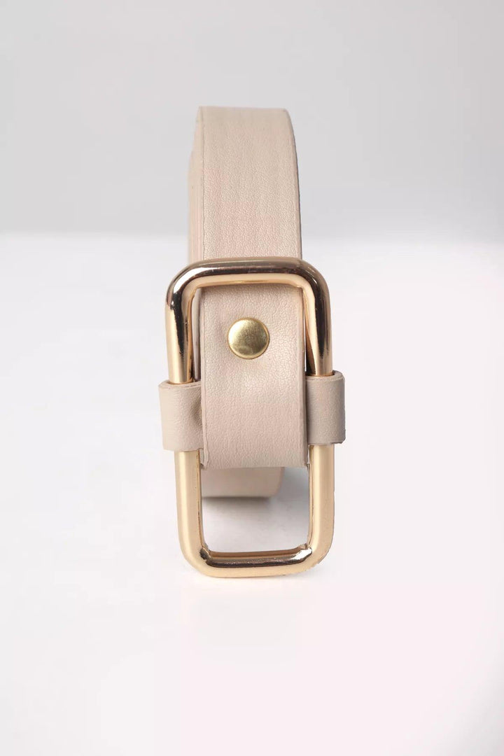 Rectangular Buckle Belt- Beige - modestanbul