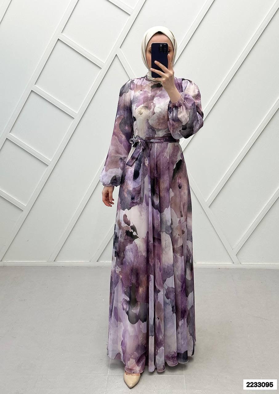 Florals Dress - Purple - modestanbul