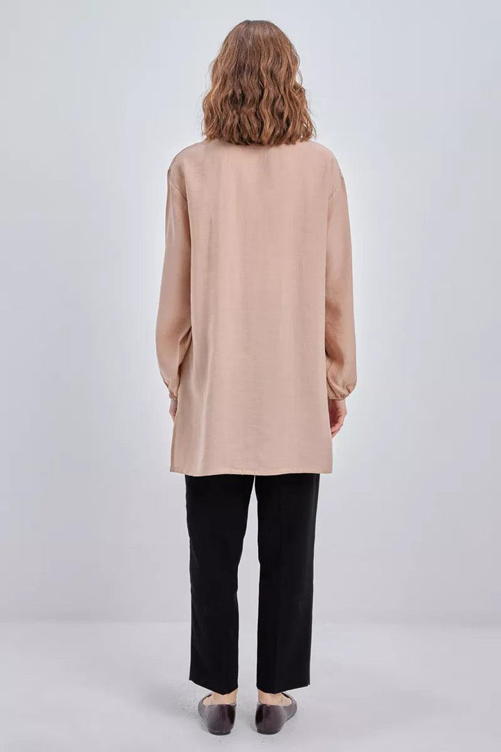 Zipped Tunic - Beige - modestanbul