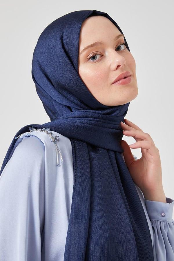 Crystal Yoryo Shawl - Navy Blue - modestanbul