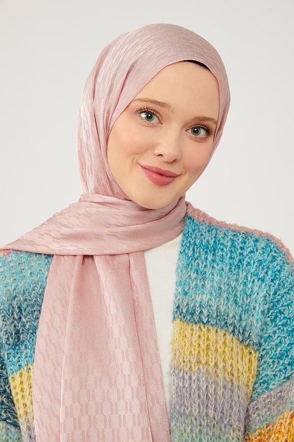 Levidor Jacquard Monogram Shawl - Powder - modestanbul