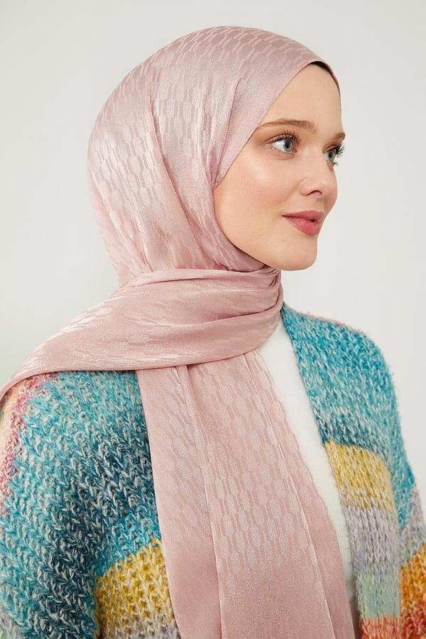 Levidor Jacquard Monogram Shawl - Powder - modestanbul