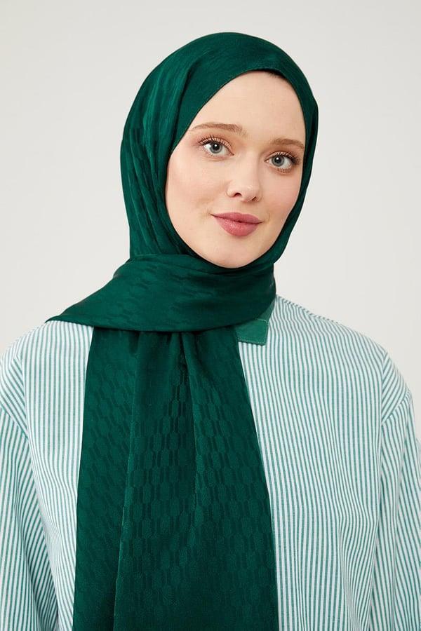 Levidor Jacquard Monogram Shawl - Emerald - modestanbul