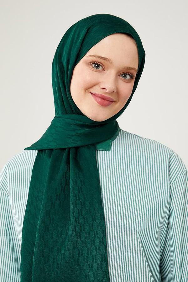 Levidor Jacquard Monogram Shawl - Emerald - modestanbul