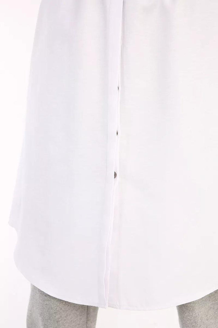 Cotton Shirt Detailed Skirt Lining - White - modestanbul