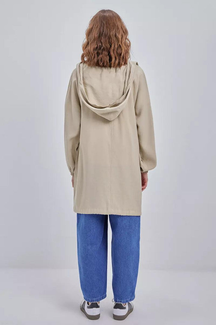 Hooded Zip Outerwear - Daphne - modestanbul