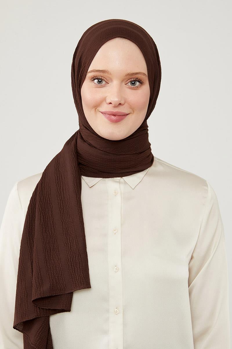 Naturel Line Shawl - Dark Brown - modestanbul