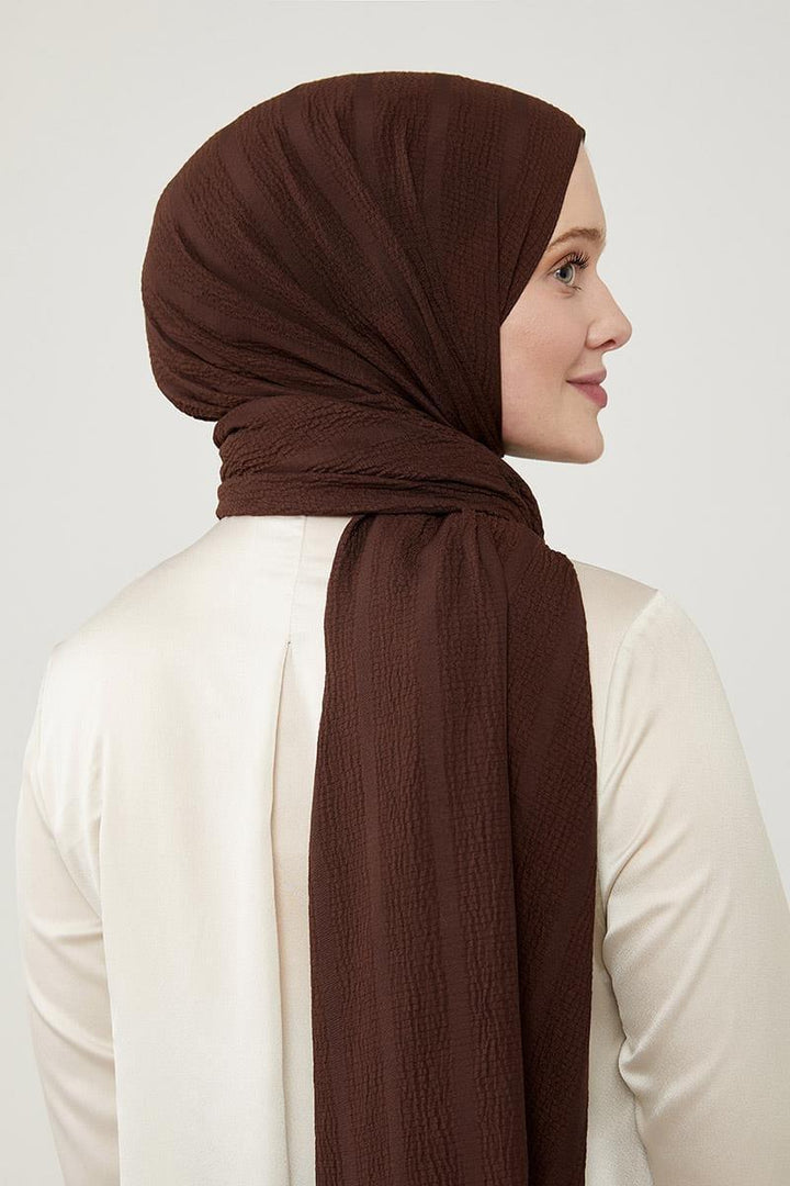 Naturel Line Shawl - Dark Brown - modestanbul