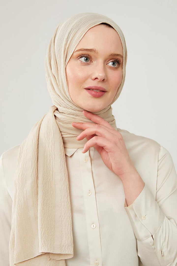 Naturel Line Shawl - Beige - modestanbul