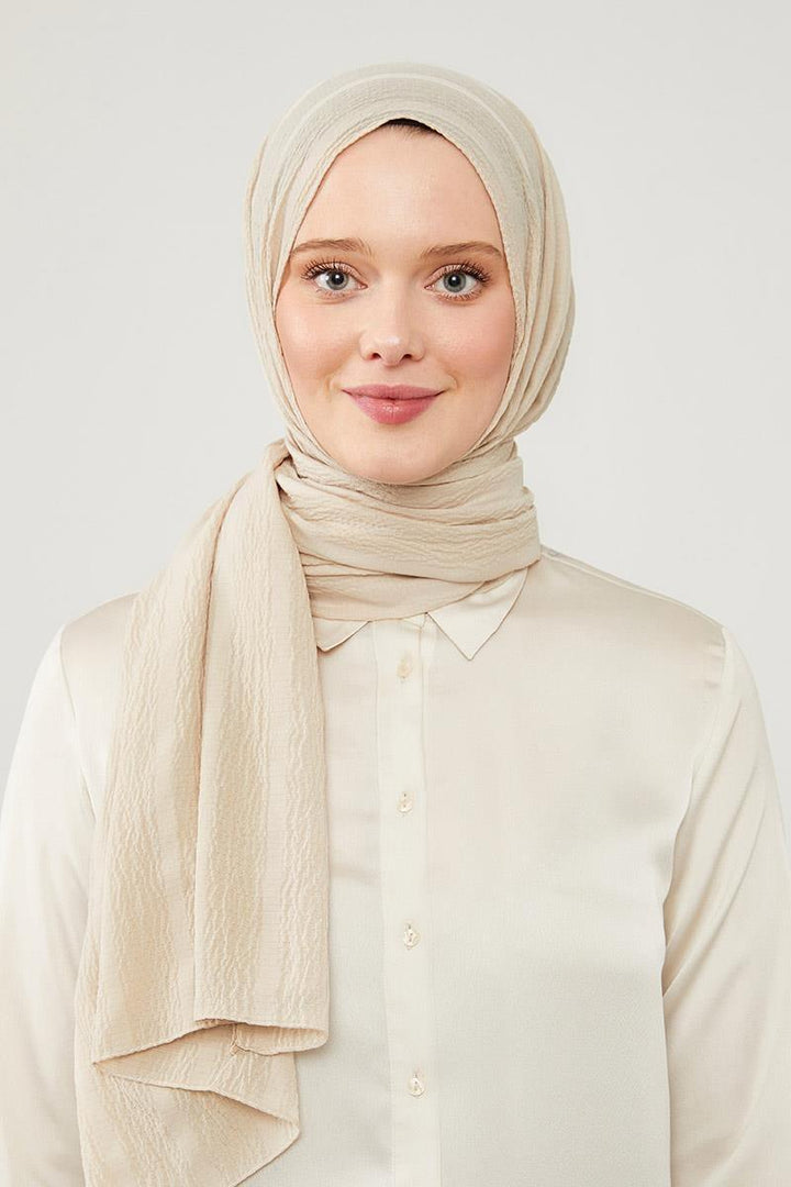 Naturel Line Shawl - Beige - modestanbul