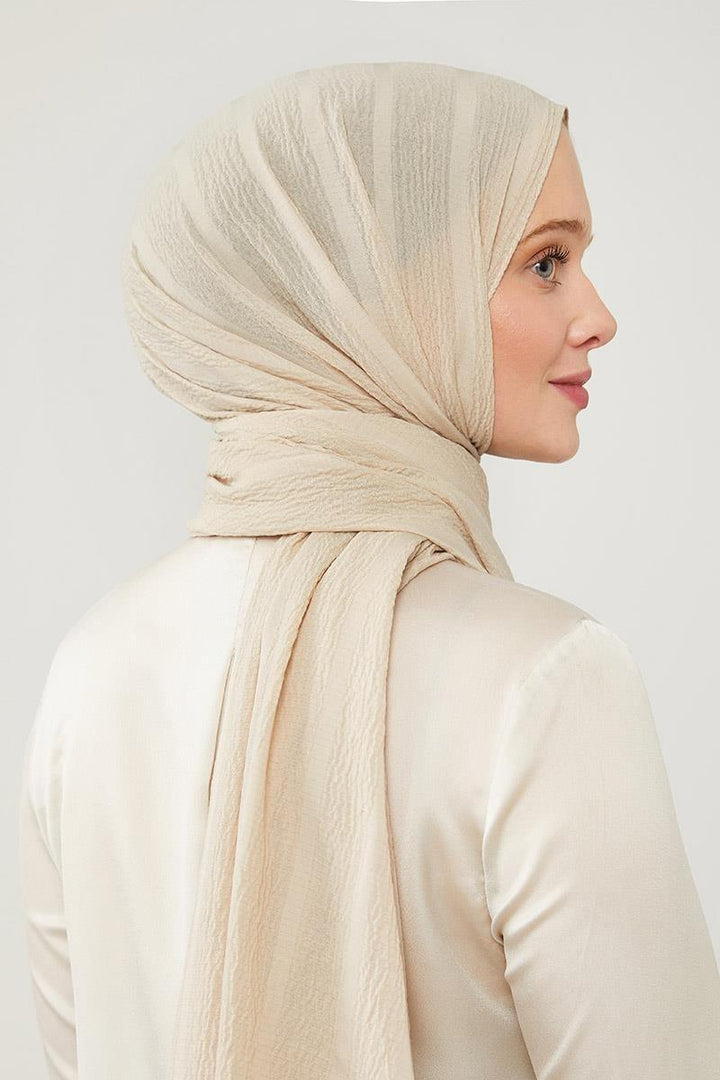 Naturel Line Shawl - Beige - modestanbul