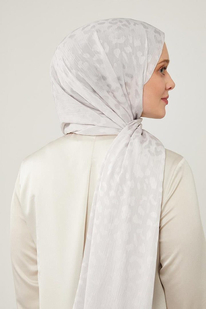 Jacquard Capri Shawl - Silver - modestanbul