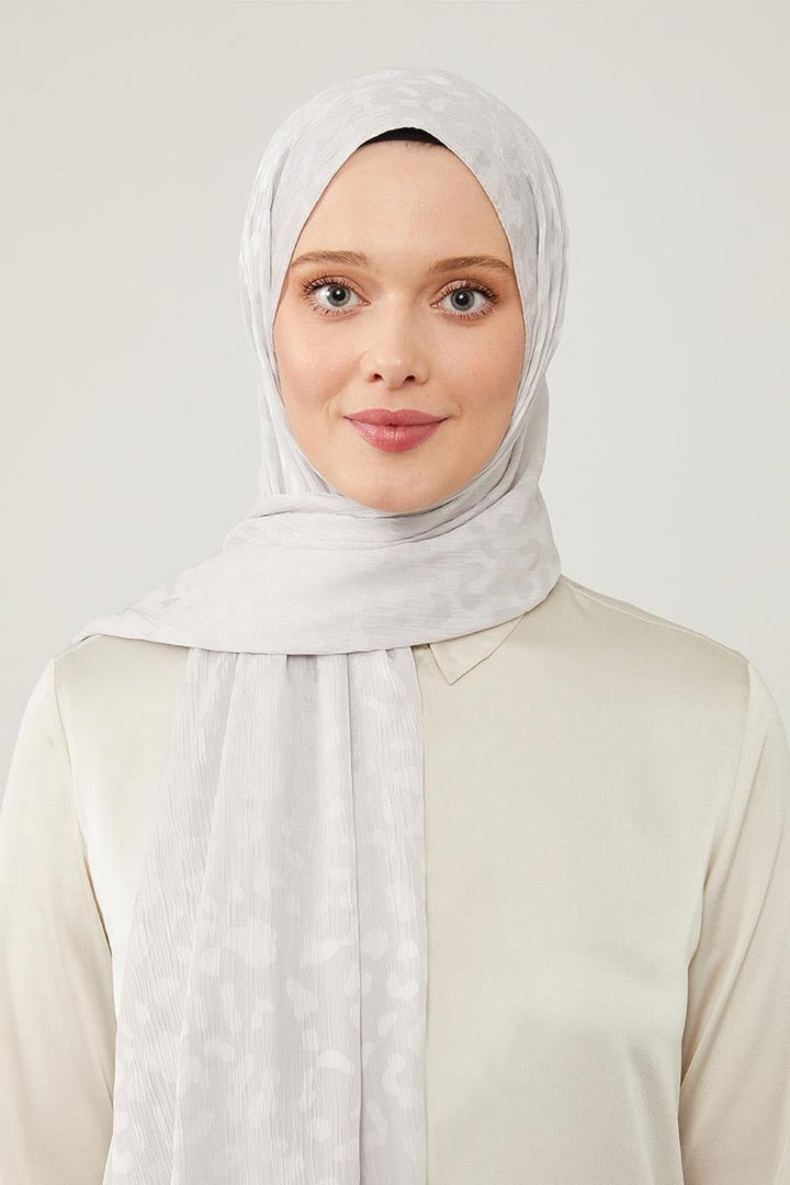 Jacquard Capri Shawl - Silver - modestanbul