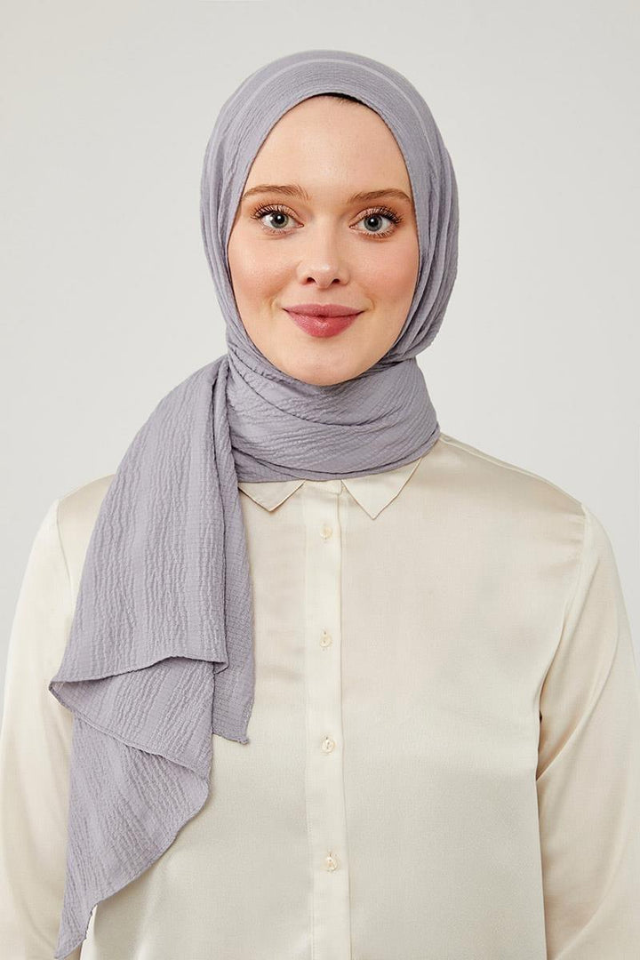 Naturel Line Shawl - Silver - modestanbul